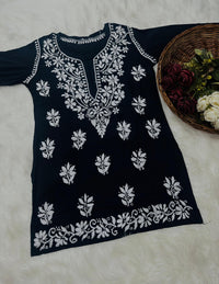 Soft Modal Hand embroidered Short Top - Chikankari official