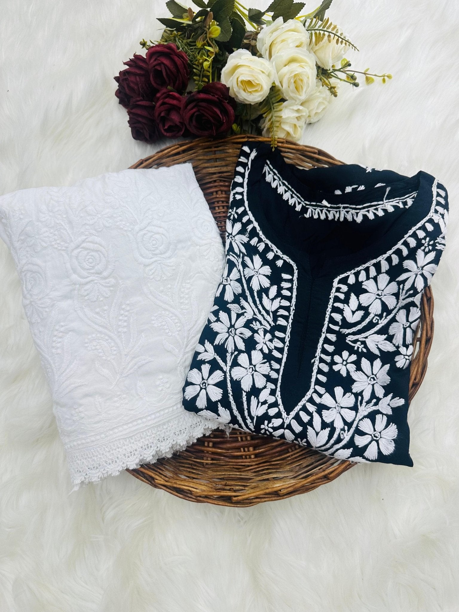 Soft Modal Hand embroidered Short Top - Chikankari official