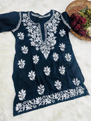 Soft Modal Hand embroidered Short Top - Chikankari official