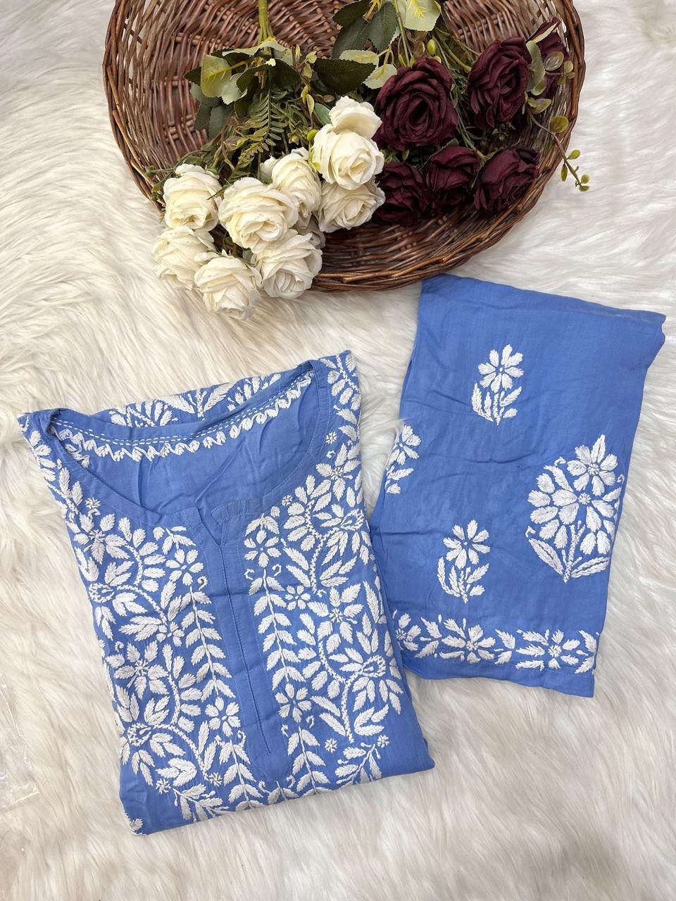 Soft Modal heavy embroidered Kurta set - Chikankari official