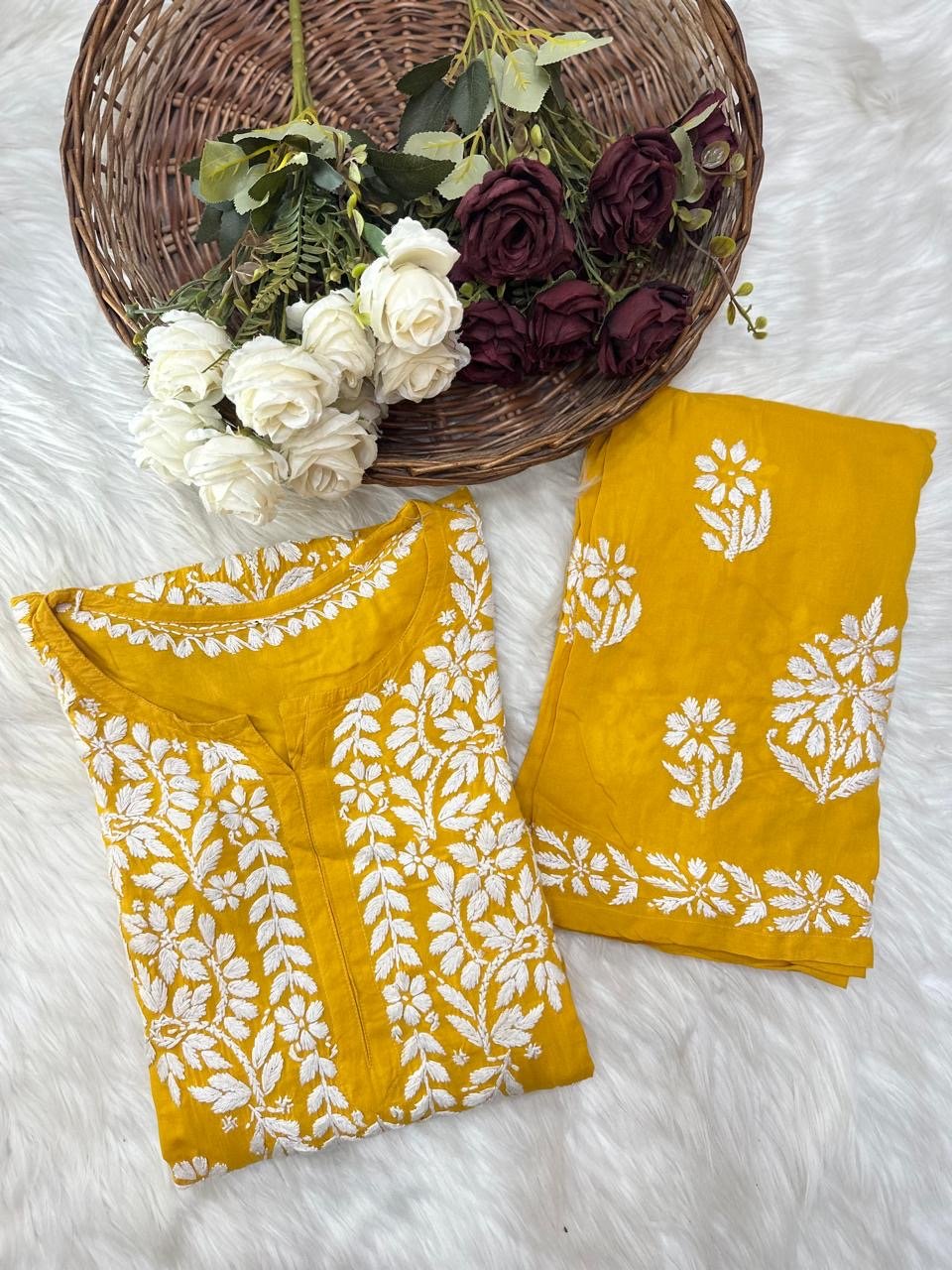 Soft Modal heavy embroidered Kurta set - Chikankari official