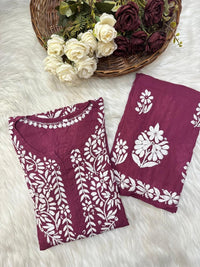 Soft Modal heavy embroidered Kurta set - Chikankari official