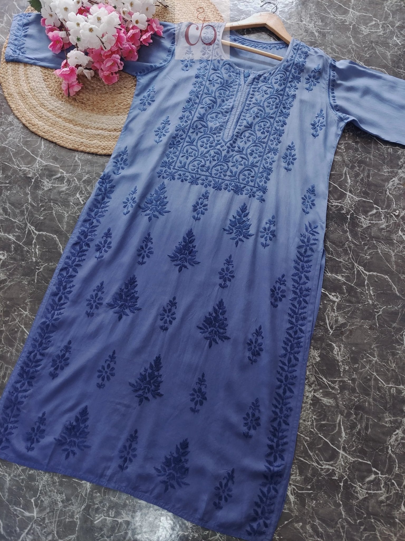 Soft Modal Ombre Chikankari kurtis - chikankariofficial