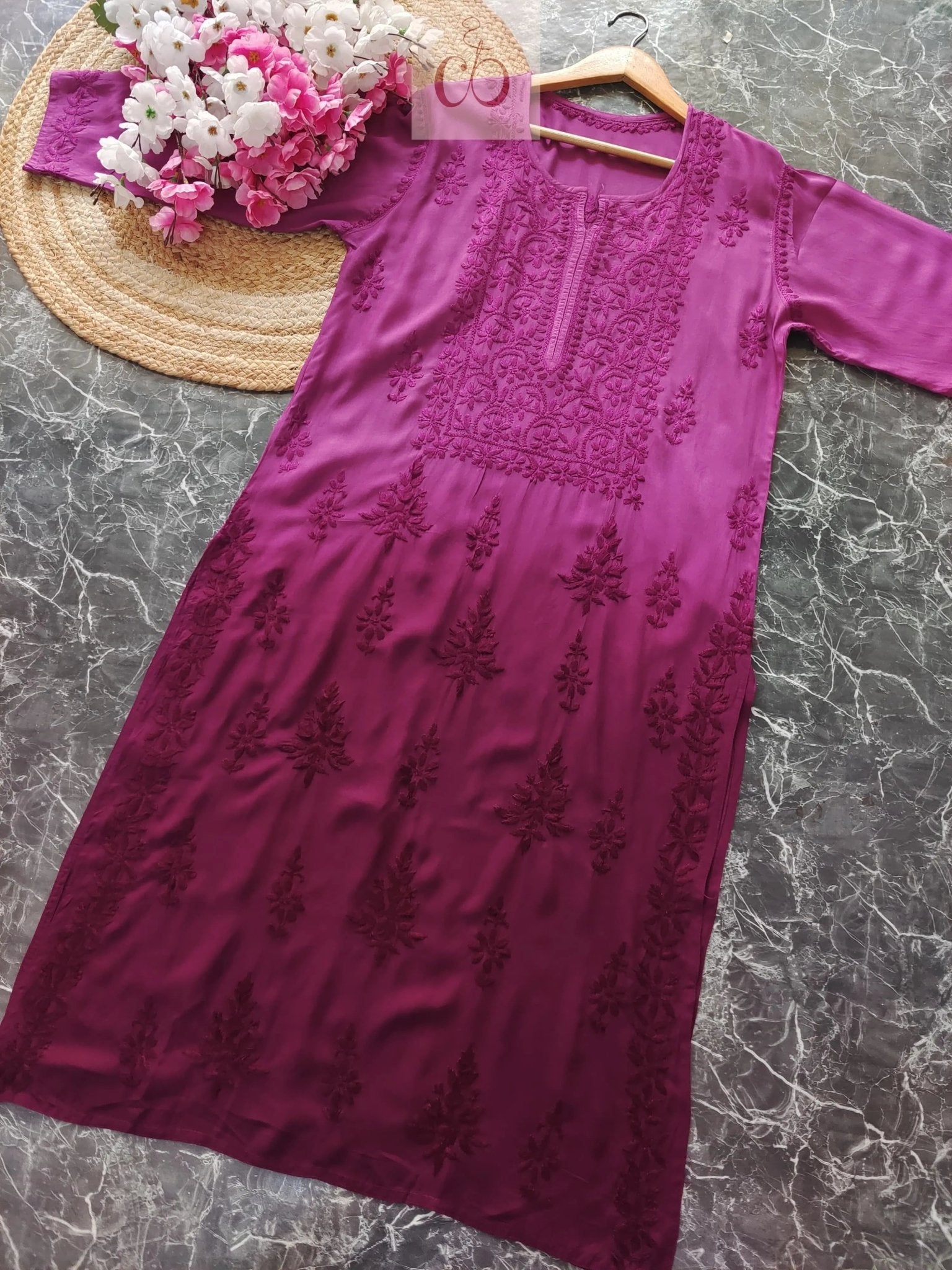 Soft Modal Ombre Chikankari kurtis - chikankariofficial