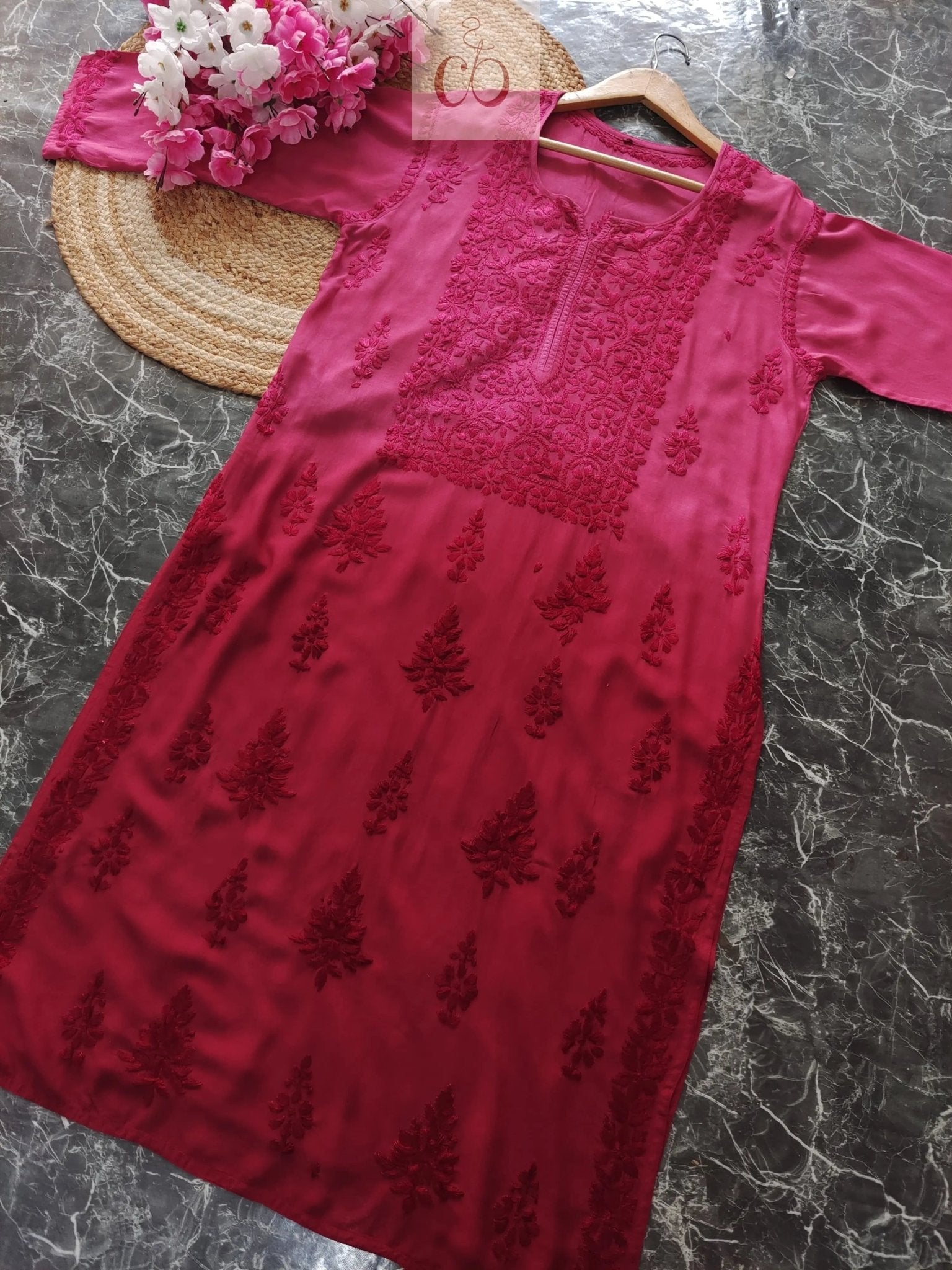 Soft Modal Ombre Chikankari kurtis - chikankariofficial