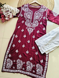Soft Modal Pure Cotton Kurtis - Chikankari official