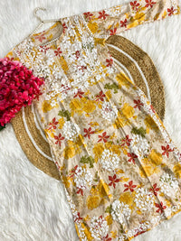 Soft Mul Mul Floral Print Gown - Chikankari official