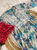 Soft Mul Mul Floral Print Gown - Chikankari official
