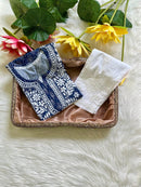 Soft Mul Mul Long printed Chikan Kurta - Chikankari official