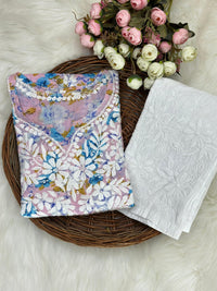 Soft Mul Printed Kurtis - Chikankari official