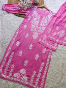 Soft pastel Colors Rayon set - Chikankari official
