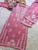 Soft pastel Colors Rayon set - Chikankari official