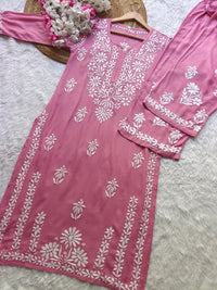 Soft pastel Colors Rayon set - Chikankari official