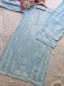 Soft pastel Colors Rayon set - Chikankari official