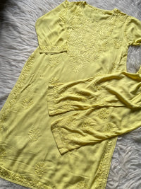 Soft pastel Shade dyed Rayon pocket pant - Chikankari official