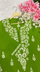 Soft pure cotton Long chikankari work kurta - Chikankari official