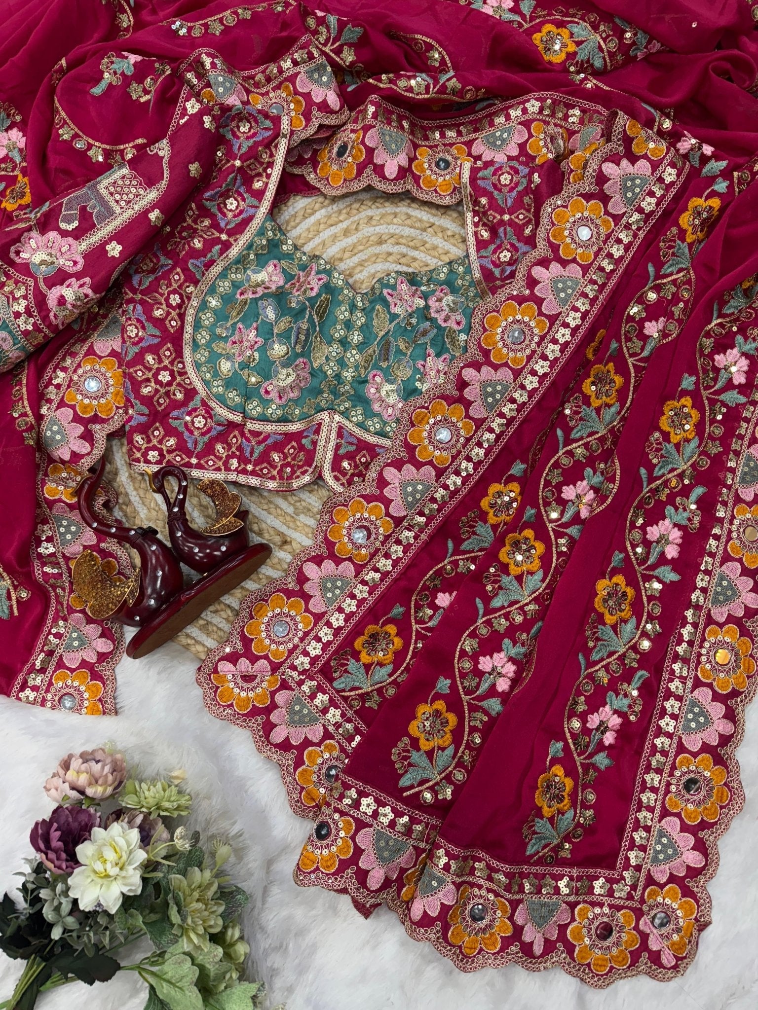 Soft Rangoli silk dori embroidered saree - Chikankari official