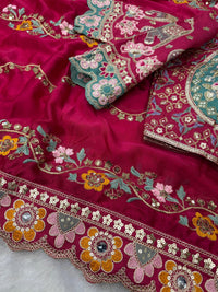 Soft Rangoli silk dori embroidered saree - Chikankari official