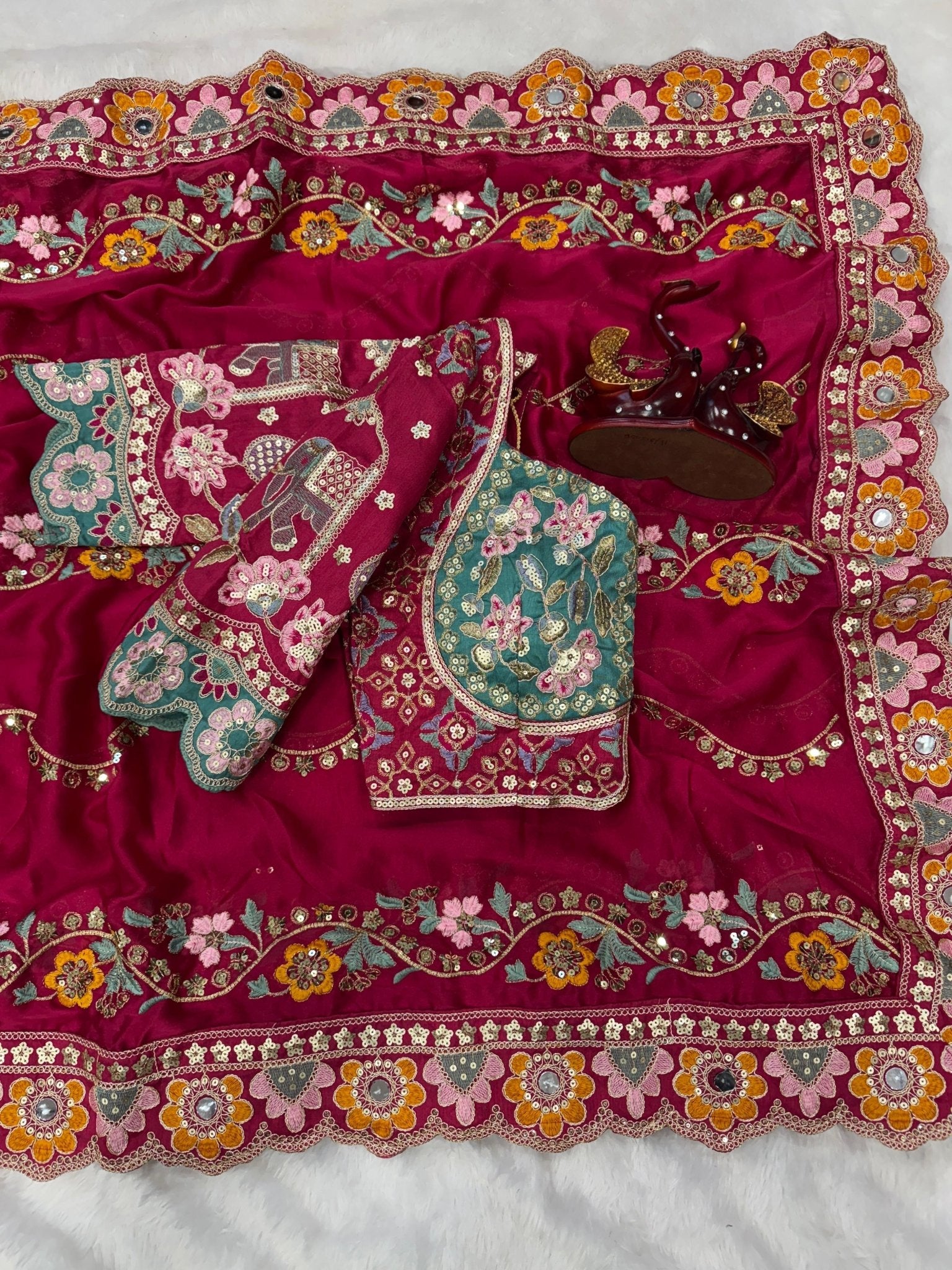 Soft Rangoli silk dori embroidered saree - Chikankari official