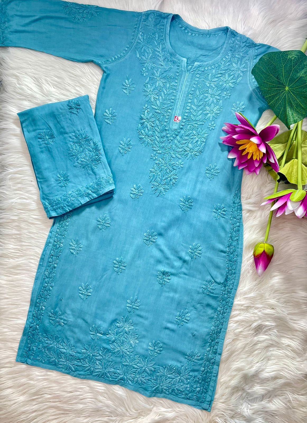 Soft Rangrez Heavy work Rayon Plazzo Kurti with Free dupatta 3pc - Chikankari official