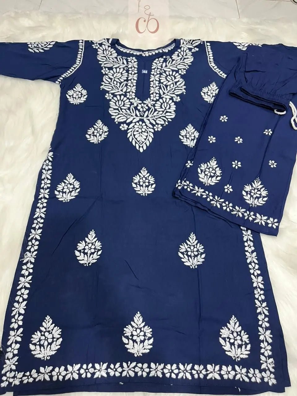 Soft Rayon Co ord Set - Chikankari official