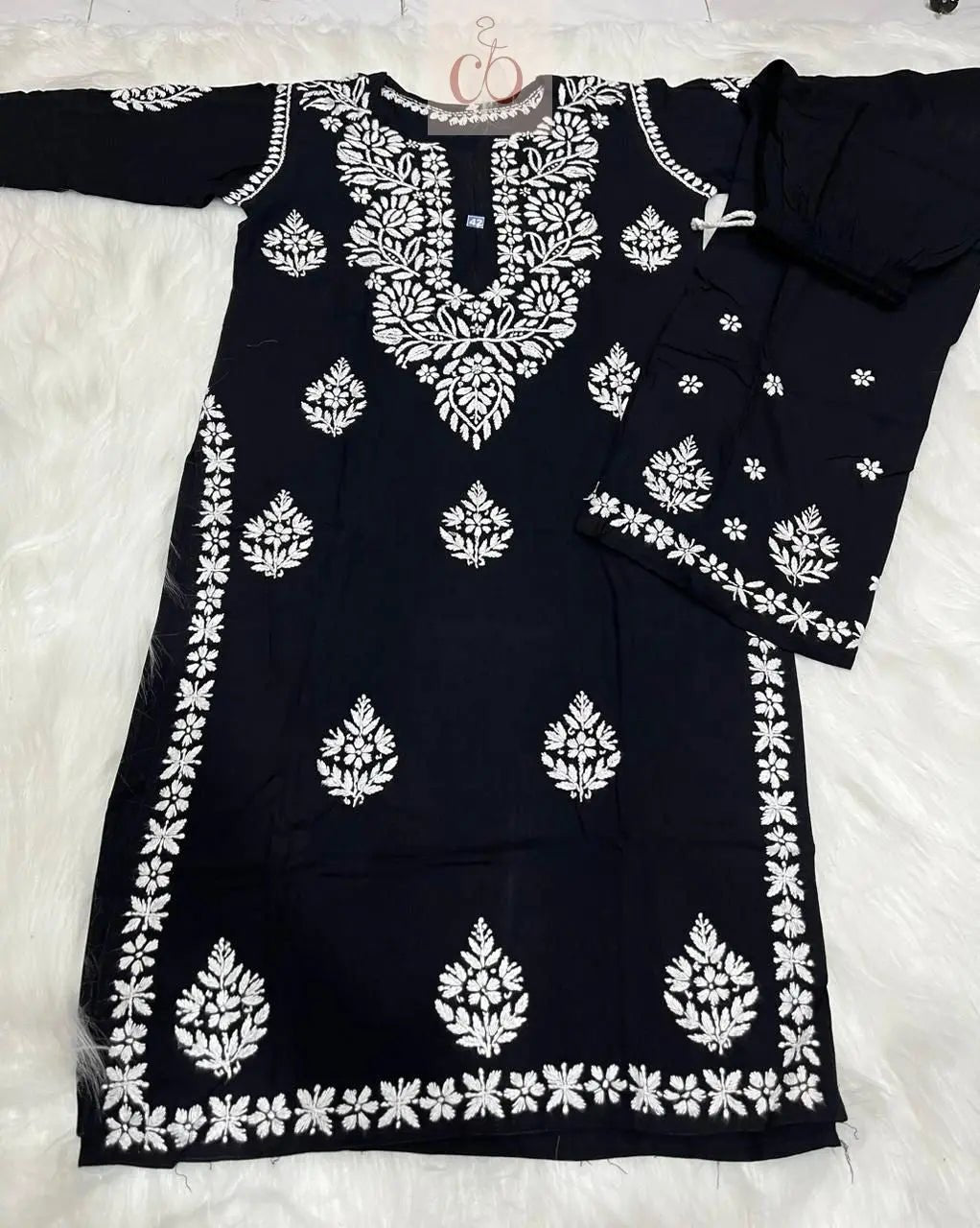 Soft Rayon Co ord Set - Chikankari official
