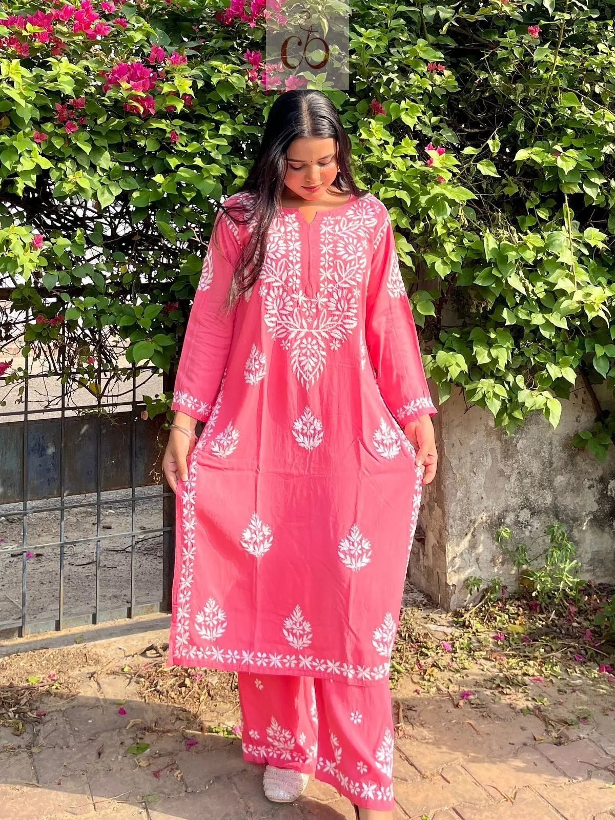 Soft Rayon Co ord Set - Chikankari official