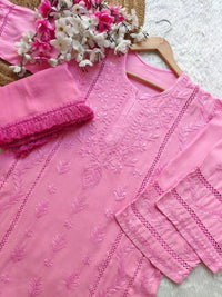 Soft Rayon designer 3pc Chikankari set - Chikankari official