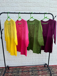 Soft Rayon Dyed Short Tops - Chikankari official