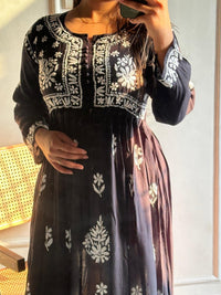 Soft Rayon light weight Gown - Chikankari official