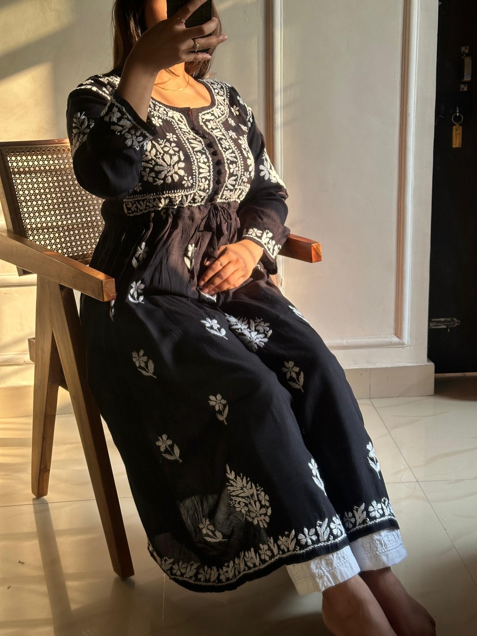 Soft Rayon light weight Gown - Chikankari official