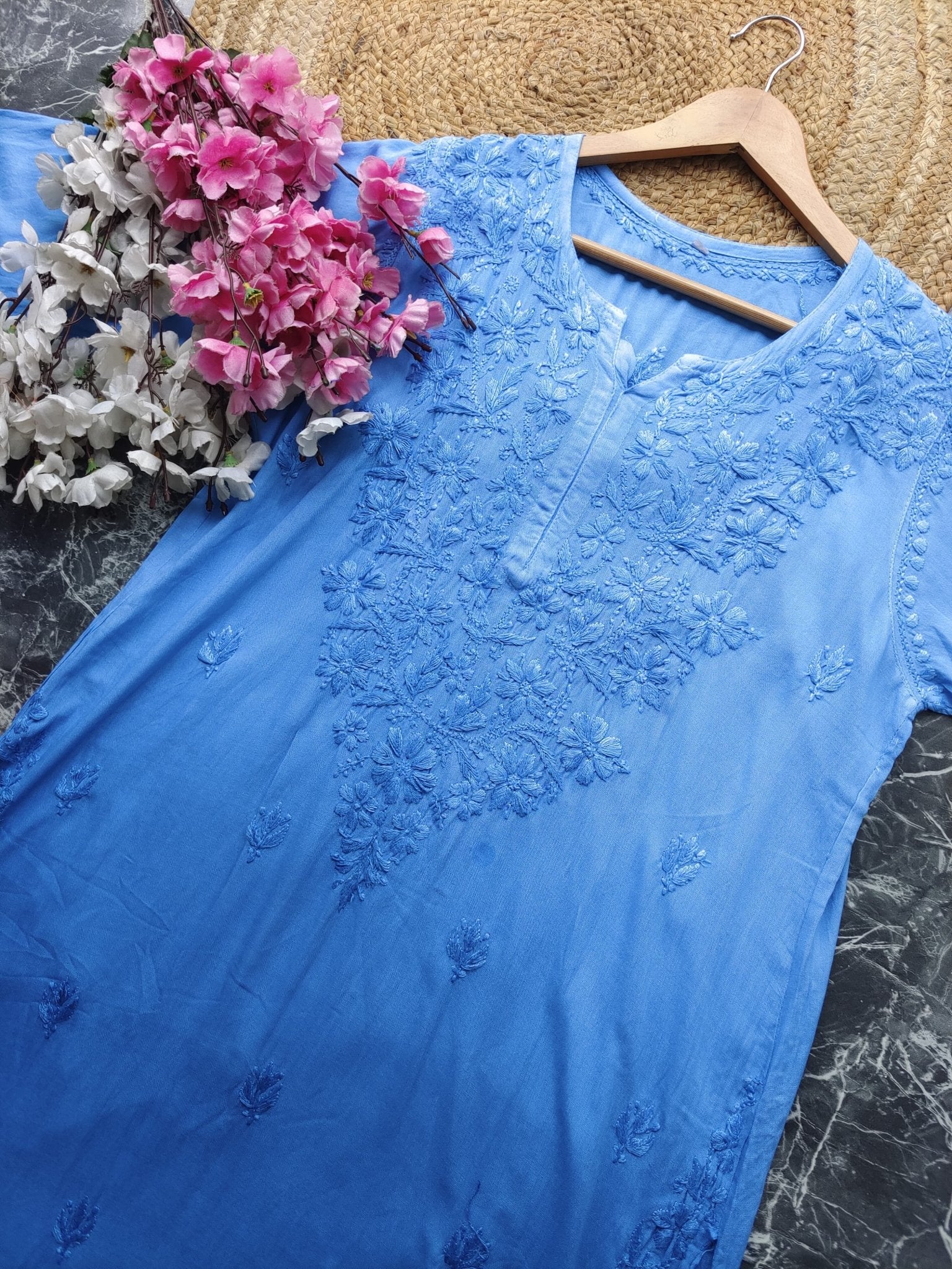 Soft Rayon Long All day wear Kurtis - Chikankari official