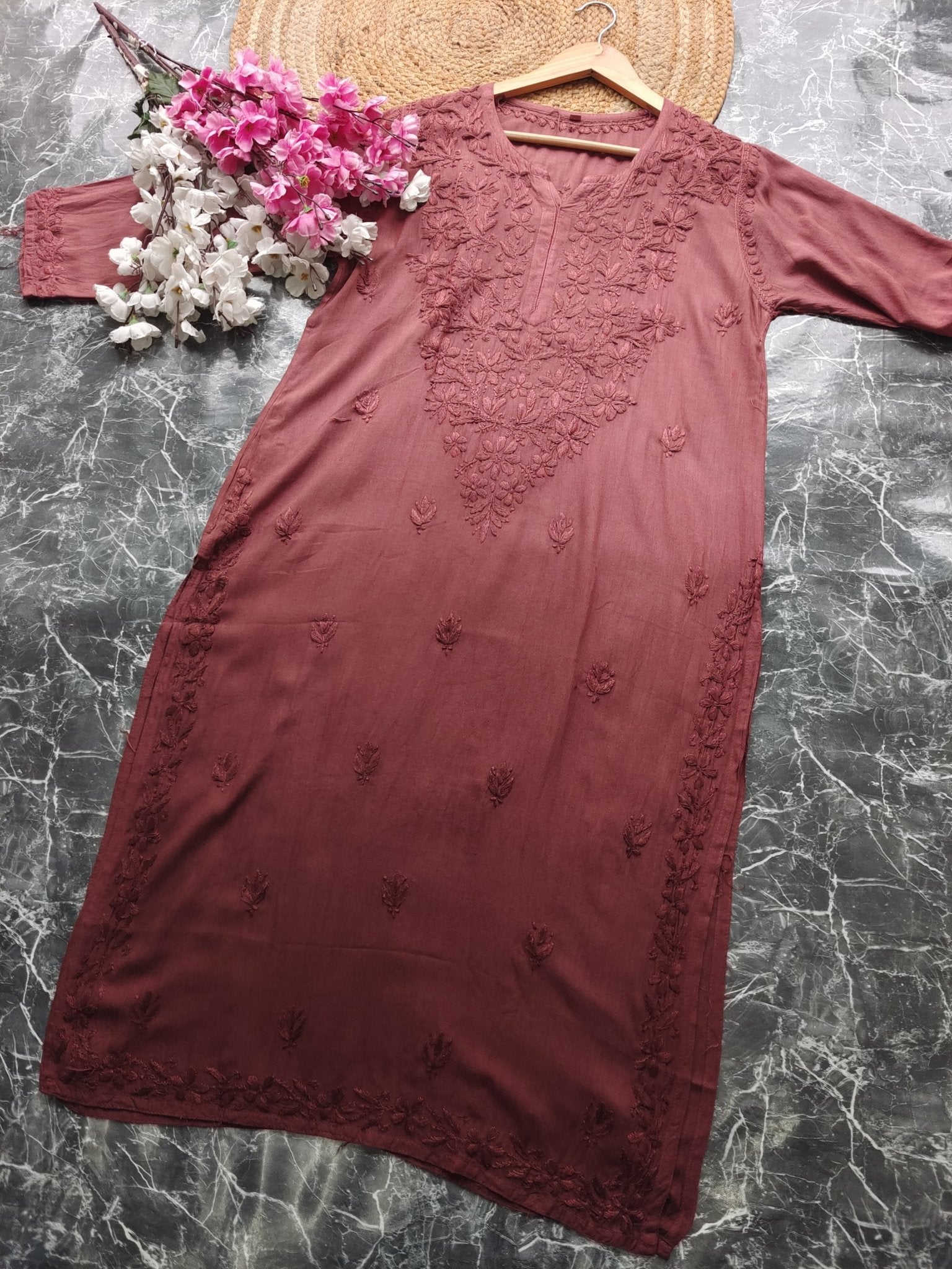 Soft Rayon Long All day wear Kurtis - Chikankari official