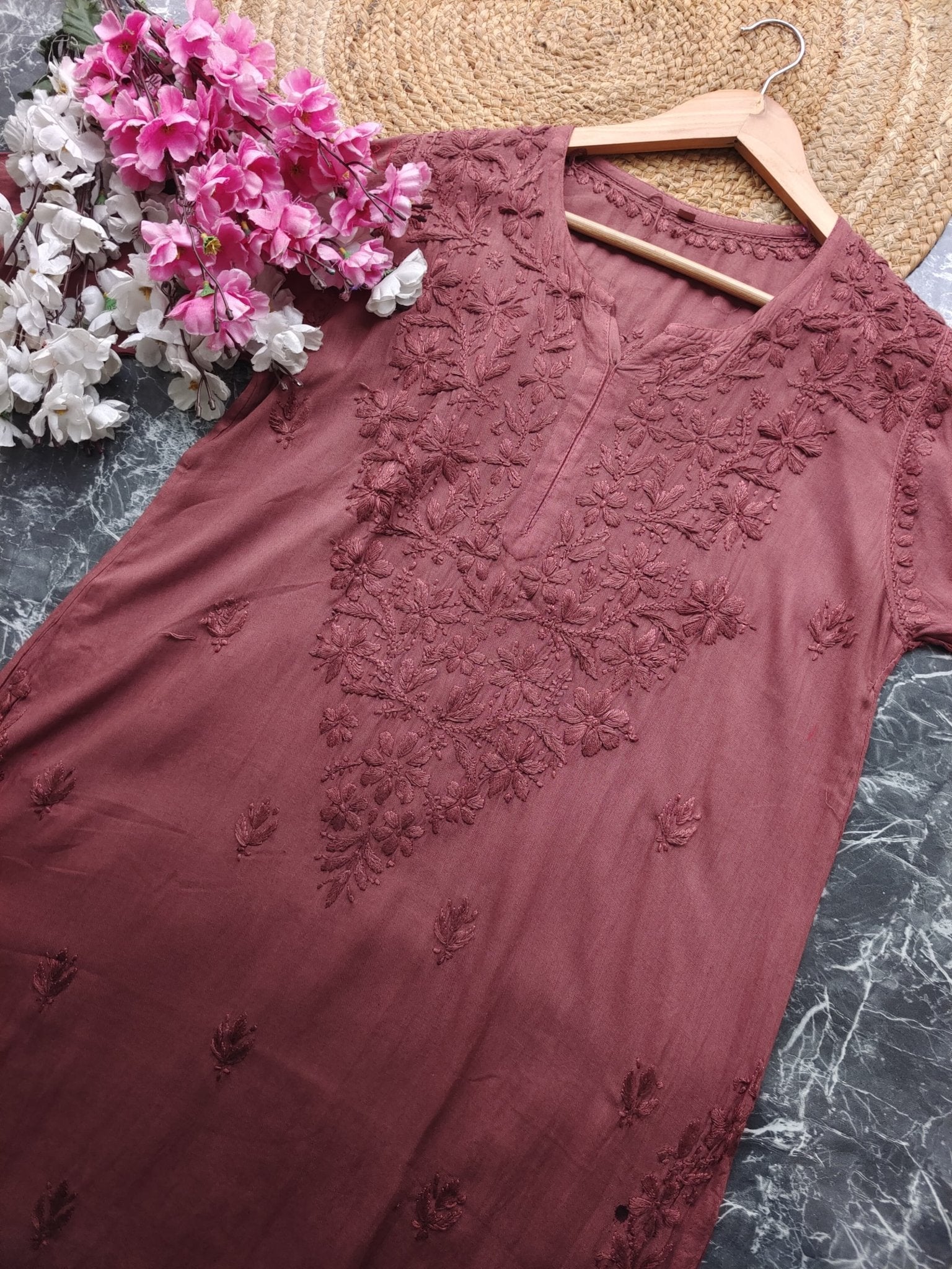 Soft Rayon Long All day wear Kurtis - Chikankari official