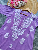 Soft Rayon Long Handwork Kurtis - Chikankari official