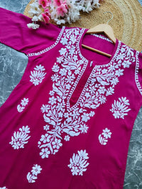Soft Rayon Long Handwork Kurtis - Chikankari official