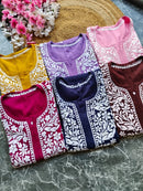 Soft Rayon Long Handwork Kurtis - Chikankari official
