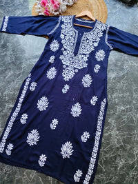 Soft Rayon Long Handwork Kurtis - Chikankari official