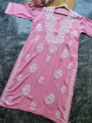 Soft Rayon Long Handwork Kurtis - Chikankari official