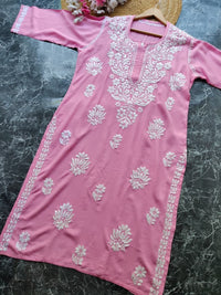 Soft Rayon Long Handwork Kurtis - Chikankari official