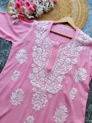 Soft Rayon Long Handwork Kurtis - Chikankari official