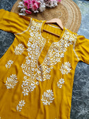 Soft Rayon Long Handwork Kurtis - Chikankari official