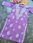 Soft Rayon Long Handwork Kurtis - Chikankari official
