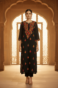 Soft Rayon Multi thread long Kurta - Chikankari official