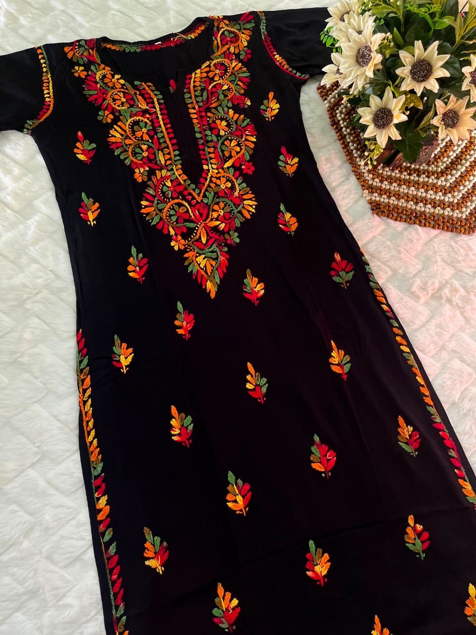 Soft Rayon Multi thread long Kurta - Chikankari official