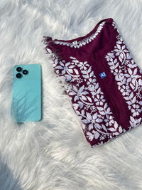 Soft straight Fit Short Top - Chikankari official