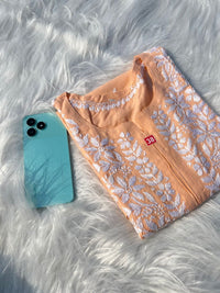 Soft straight Fit Short Top - Chikankari official