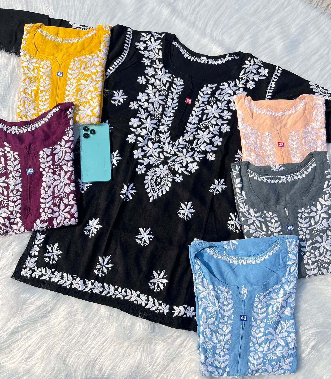Soft straight Fit Short Top - Chikankari official