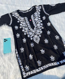 Soft straight Fit Short Top - Chikankari official