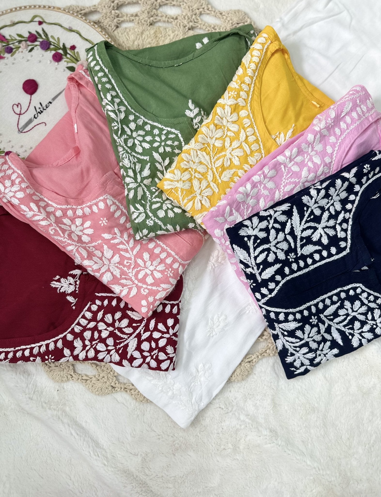 soft trendy short top - Chikankari official